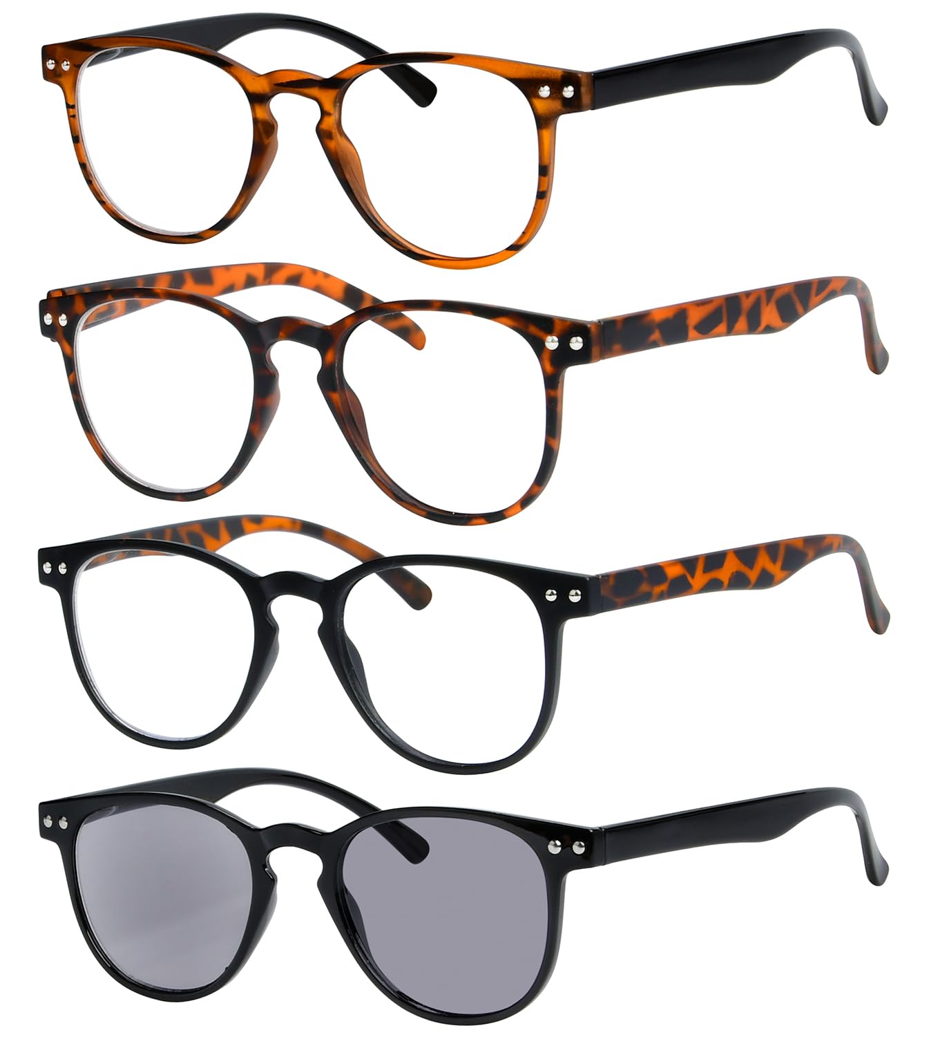 Eyekepper 4-Pack Round Full Coverage Ultrathin Flex Frame Reading Glasses Readers +2.50