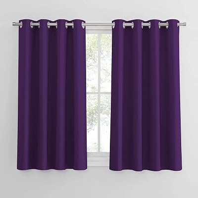 PONY DANCE Purple Blackout Curtain 2 Panels 54in Drop 46in Wide Thermal