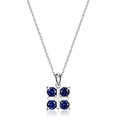 MORGAN & PAIGE .925 Sterling Silver Rhodium Plated Lab Created Gemstone Checkerboard Pendant Necklace for Women - Hypoallergenic Sterling Silver Necklace for Women, Elegant Jewelry for Her, 18 inch