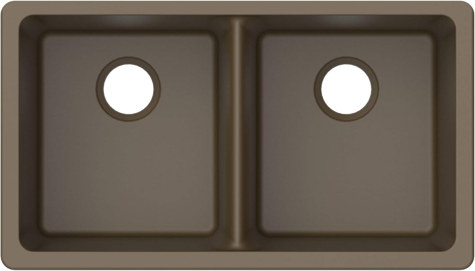 Winpro New Mocha Granite Quartz 33" x 18-3/4" x 9-1/2" Equal Double Bowl Undermount Sink