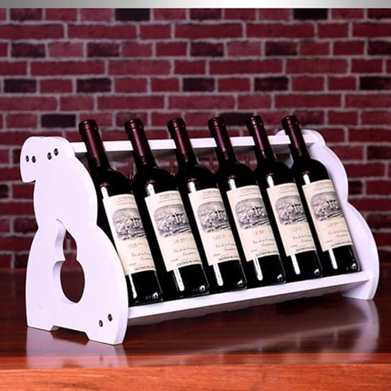 FENGFAN Estantes de Vino rústico con Soporte de Vidrio Debajo del