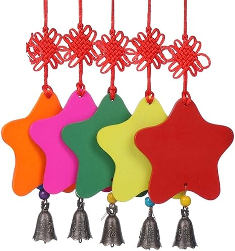 Amazon 絵馬 無地 星形 鈴付き 5点セット ランダムカラー 飾り 正月 祈願 願い事 受験生 合格祈願 手作り ハンドメイド 正月飾り おもちゃ