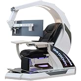 GIMI COCKPIT Imperator GM-520 Zero Gravity Reclining Workstation Computer Gaming Chair Gaming Cockpit for Works, Office (5-Monitor Brackets, White)