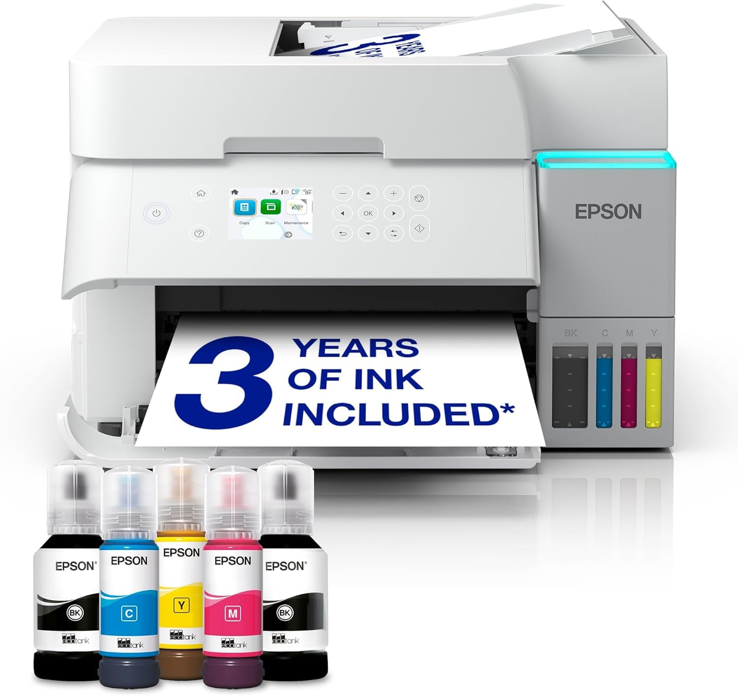 Epson EcoTank ET-3956 Ink Tank Printer | Home Office Use | Wireless | A4 | Duplex Print, Copy, Scan | 6.1cm LCD Screen | 30-Page ADF | Includes up to 3 Years of Ink