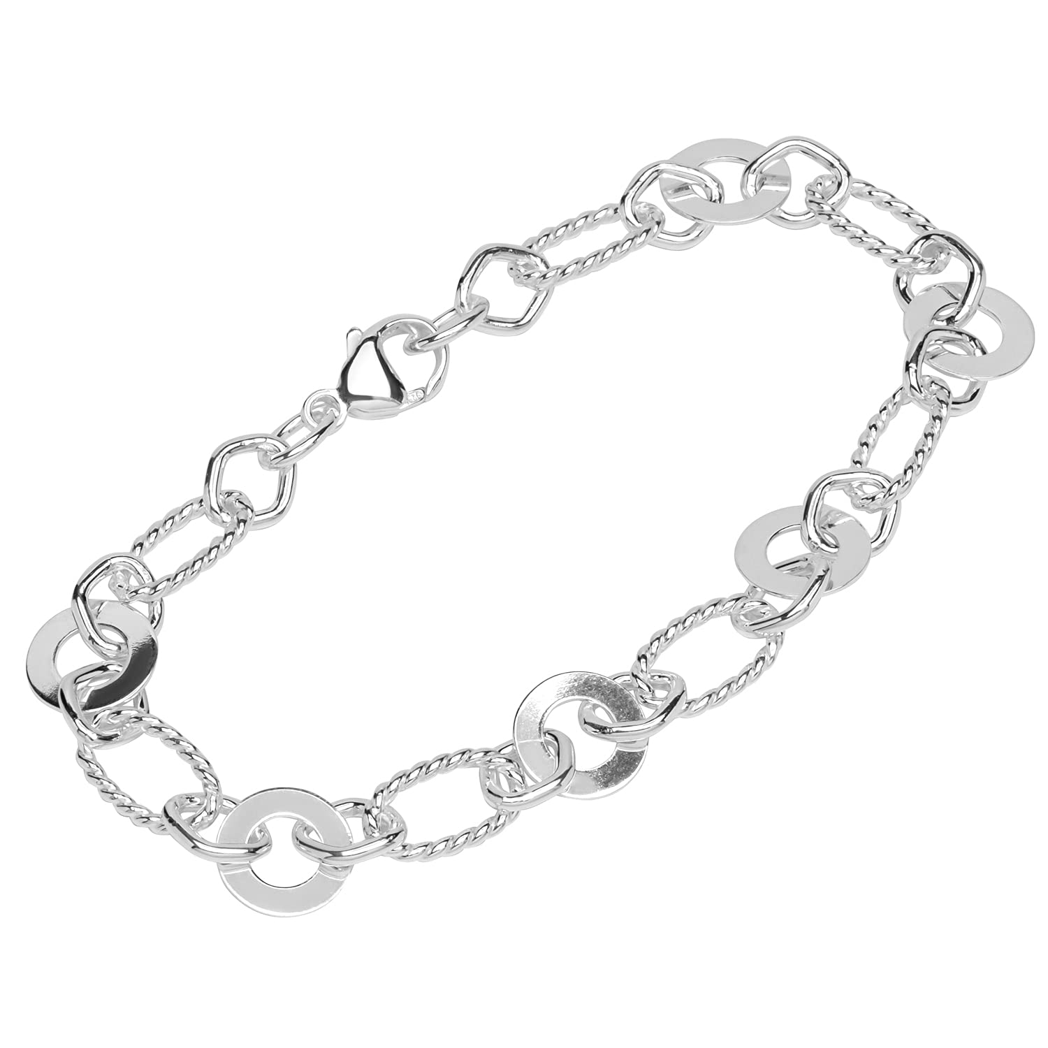 NKlaus bracelet 925 Sterling Silver 21cm designer chain ladies oval anchor charm bracelet 12765