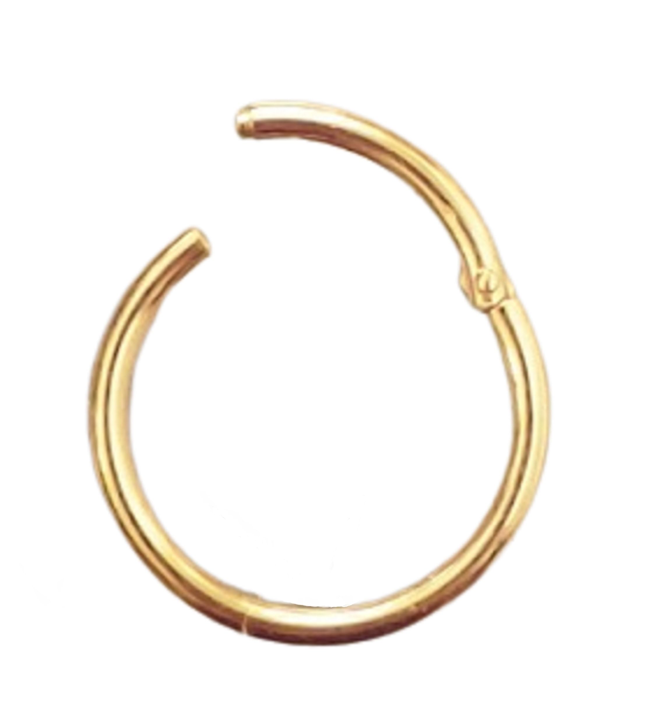 Piercing Clicker Nose Ring Real 750 Gold Diameter 10 mm Clicker Nose Piercing Yellow Gold 750 Nose Intimate Tragus Helix Septum Modern Fashionable Extravagant Exclusive 45067-10