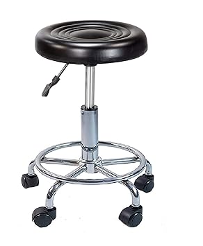 CSS Furniture - Adjustable/Rounding/Moving Stool with Regal High Impact Nylon Black Wheels -Doctor/Kitchen Stool/Office Stool/Chair/Cafeteria Stool/Bar Stool Finish Color -Black 1 Pcs
