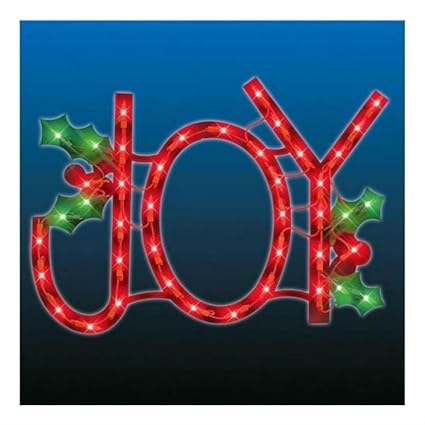 Lighted Joy Sign Window Door Hanging Indoor Outdoor Decoration