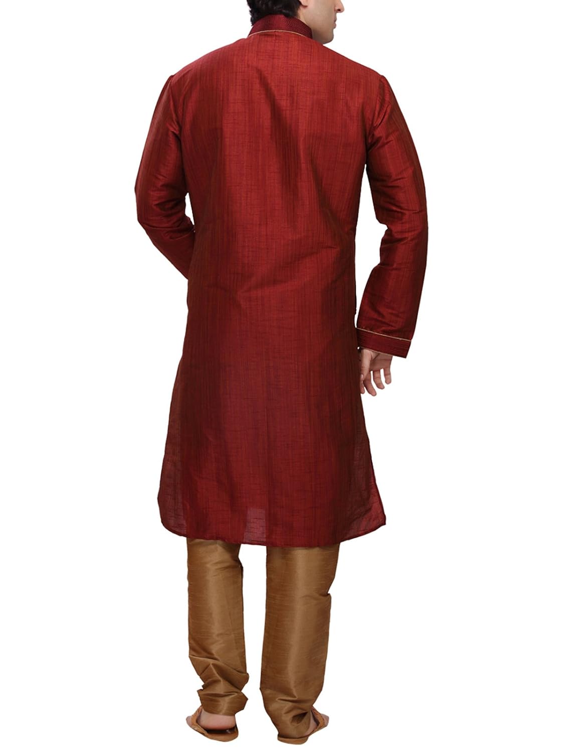 rg designers men's cotton silk maroon kurta pyjama set