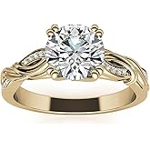 Luyona 1 ct Moissanite Engagement Wedding Anniversary Ring for Women, Round Cut Twisting Infinity Bridal Ring White Gold/Yellow Gold/Rose Gold (with Gift Box)