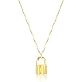 MOMOL Initial Lock Necklace for Women 18K Gold Plated Stainless steel Padlock Letter Necklace Personalized Name Neckalce
