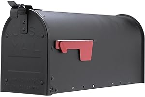 Architectural Mailboxes Admiral™ Rust-Proof Aluminum Metal Post Mounted Mail Box for Outside, Black, Medium Curbside Mailbox, USPS Approved for Residential Delivery