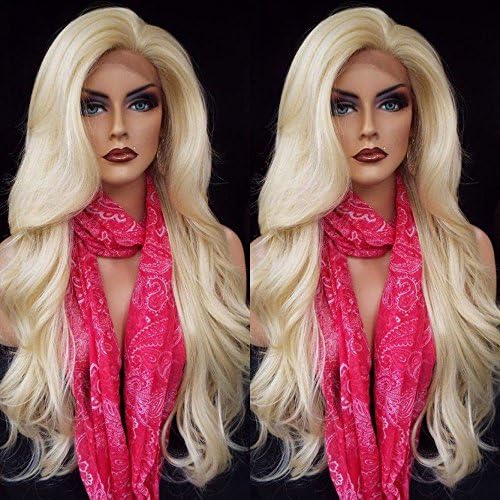 Virgin Hair Factory 7a Brazilian Virgin Hair Color #613 Blonde Human Hair Wigs Silk Top Full Lace Wigs Glueless Body Wave With Baby Hair(22Inch,150 Density)