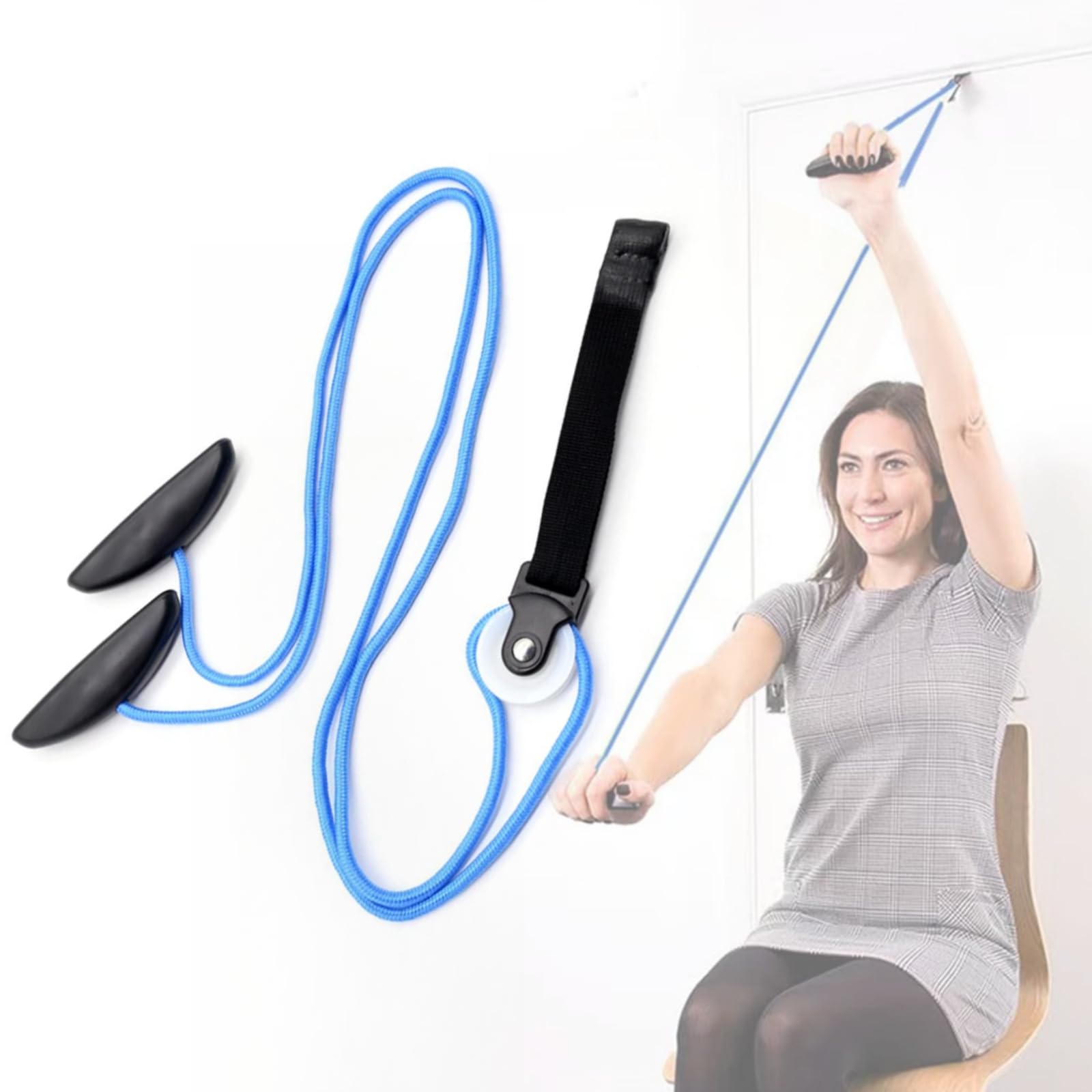 Shoulder Pulley Over The Door, Multi-Use Pulleys for Shoulder Physiotherapy/ Arm Rehabilitation/ Flexibility Stretching (Blue)