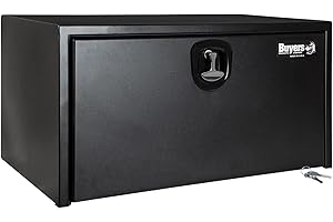 BUYERS PRODUCTS COMPANY Buyers Products 1732505 Textured Black Matte Steel Underbody Truck Box With 3-Point Compression Latch, 18 x 18 x 36 Inches, Made In The USA, Tool Box For Bed of Truck