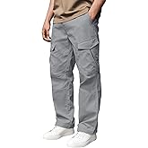 DOWMQ Mens Cargo Pants Elastic Waist Stretch Pants for Men Lightweight Quick-Dry Hiking Pants with Multi Pockets