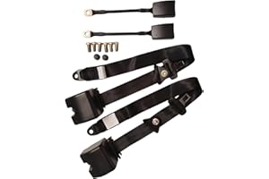 2Pcs Retractable Adjustable 3 Point Seat Belt Straps Car Vehicle Belt Kit For Truck,Go Kart, VR,UTV and Buggies Black