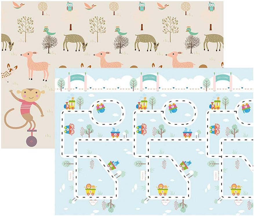 0 0 5cm Tapis De Jeu Pour Bebe Tapis Pliable Impermeable Non Toxique Tapis Mousse Epais Tapis De Jeu Jouet Epais Tapis Deveil Pour Bebe Enfant Bas Age Motif Dessin Alphabet Chiffres Animaux 180 Eveil