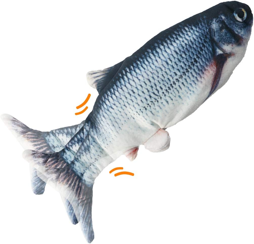 O-Kinee Catnip Fish Toys for Cats, Cat Toy Fish, Wagging Funny Fish Toys, Cat Fish Pillow, Teeth Cleaning Chew Simulation Interactive Toys Cat/Kitty/Kitten Flopping Fish (Carassius auratus)