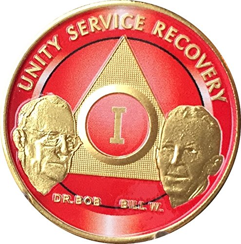 Red & Gold 1 Year Custom Founders AA Medallion Chip