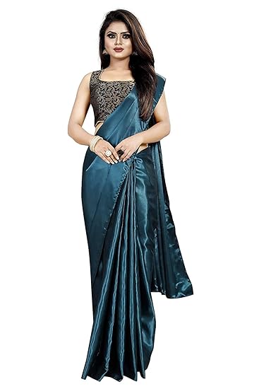 TDC Games silk with blouse piece Saree (MADHURI GOLD One Size)