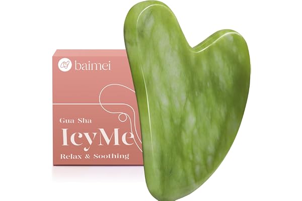BAIMEI Gua Sha Facial Tool for Self Care, Massager Tool for Face and Body, Manual Back Massagers,Made of Xiuyan Jade, Relieve