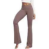 ODODOS Cloud Feeling Crossover Flared Pants with Pockets for Women, Cross Waist Bootcut Lounge Yoga Pants- 30" / 32" Inseam