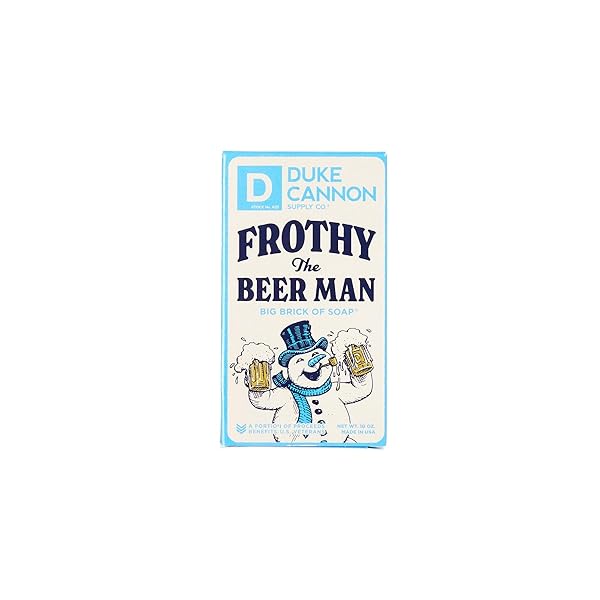 DUKE CANNON SUPPLY CO. BIG BRICK OF SOAP BAR FOR MEN HOLIDAY EDITION | FROTHY THE BEER MAN (WOODSY SANDALWOOD SCENT) | EXTRA LARGE, LONG-LASTING | PARABEN & CRUELTY-FREE | MADE IN USA | 10 OZ (1 PACK)