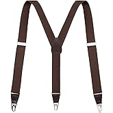 Vauhse Suspenders for Men, Updated Clips and Adjustable Suspenders with Elastic Straps Y-Back Construction Heavy Duty