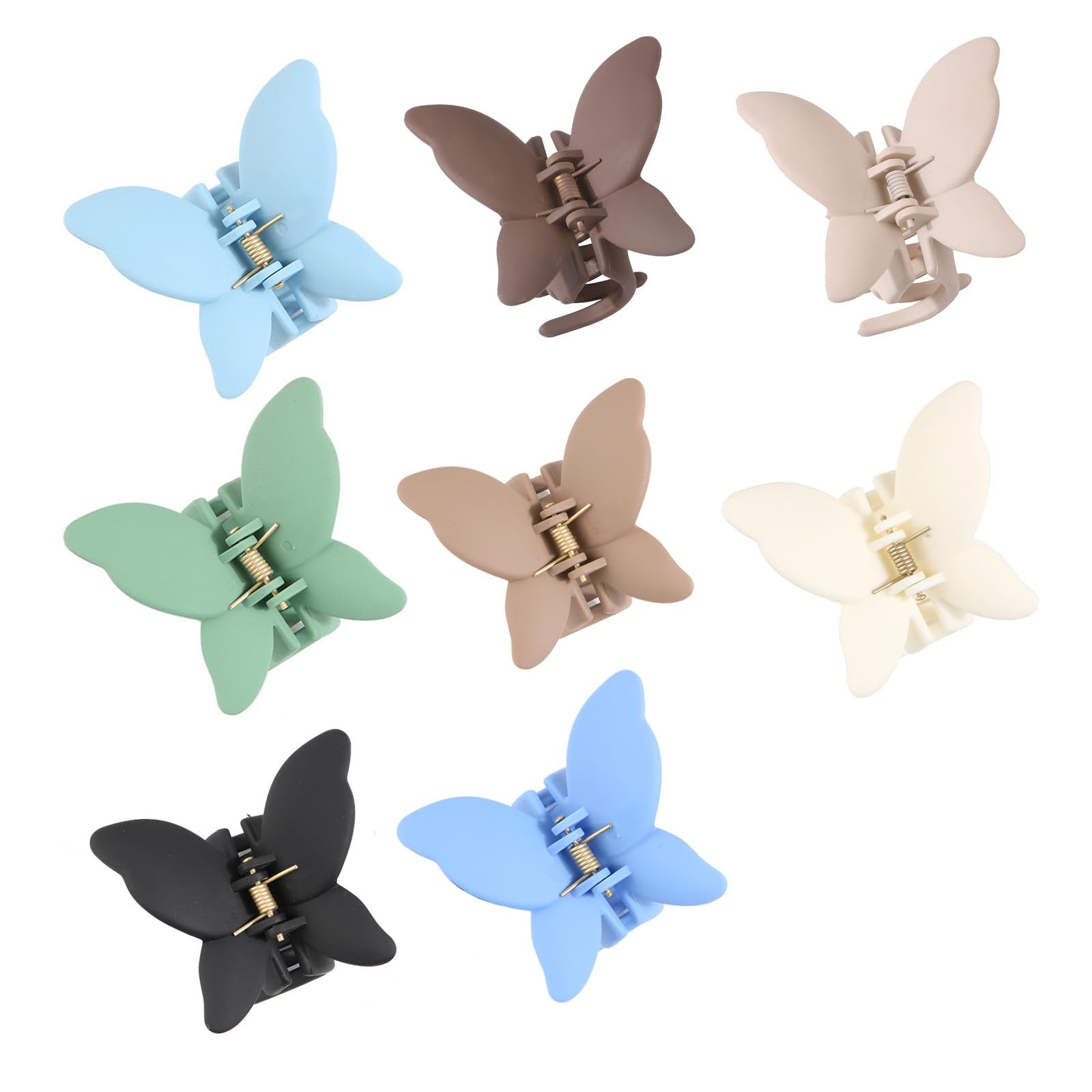 Butterfly Hair Clips 8 Pcs Butterfly Hair Claw Clip Matte Hair Clips for Thick Hair Women,Non-Slip Large Hair Claws Coloured Hair Clips Large Claw Clip
