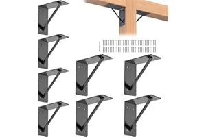 TAYORY 8 Pcs Metal Corner Brackets, 6"x 6"x 3" L Right Angle Brackets, L Bracket, for L Shelf Bracket, Pergola,Gazebo,Furniture Reinforcement, etc.