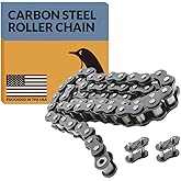 PGN #41 Roller Chain - 10 Feet + 2 Free Connecting Links - Carbon Steel Chains for Bycicles, Mini Bikes, Motorcycles, Go-Karts, Home and Industrial Machinery - 239 Links