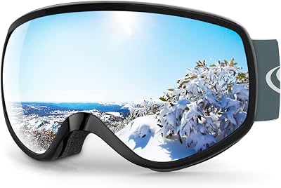 Findway Kids Ski Goggles OTG 3-12 UV400 Anti-fog A Black/Silver