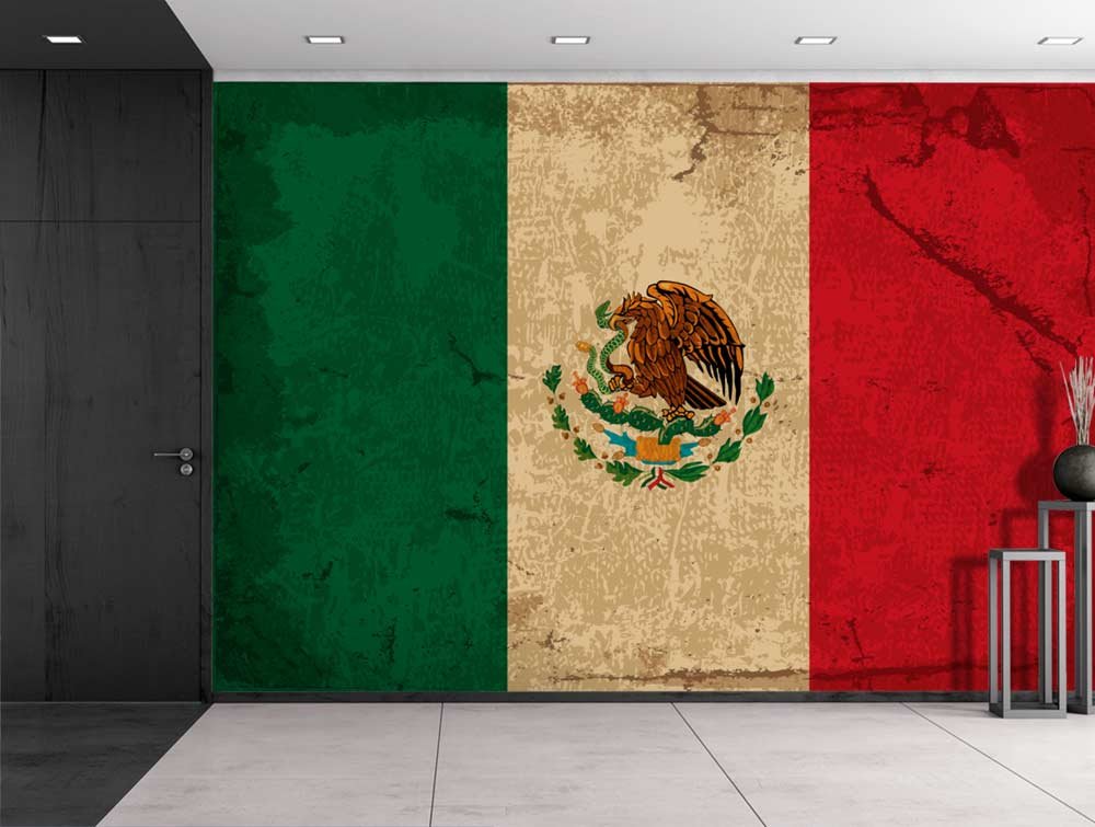 Large Wall Mural Vintage Flag of Mexico Vinyl Wallpaper Removable Decorating Wall Murals Wall26