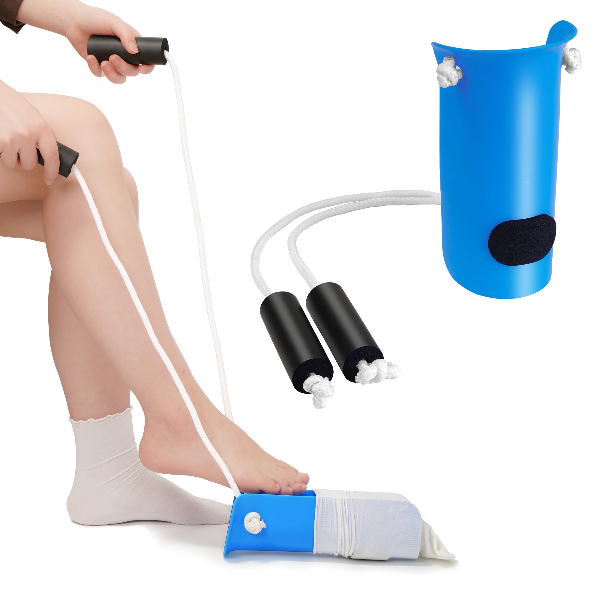 Kekoy Sock Aids for Putting Socks On and Off for Men and Women, Easy to Use Than Sock Aid Stocking Slider with Three-Finger, Sock Helper with Foam Handles for Disabled Aids, Elderly(Blue)