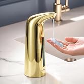 Summon The Elves Automatic Liquid Soap Dispenser, 4-Level,13.5oz Touchless | Plastic,400ml Gold Electric Battery Operated Hand &amp; Dish Countertop Soap Dispensers with Sensor for Bathroom,Kitchen Sink