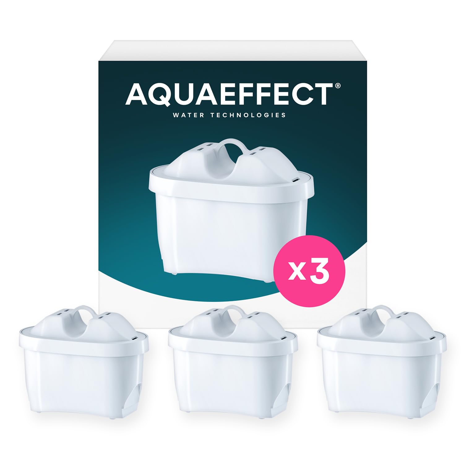AQUAEFFECT MAX+ Water Filter Cartridges | Reduces Chlorine, Limescale, Microplastics and PFAS | Eco-Friendly (3 Pack)