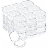 Abgream Plastic Beads Storage Containers - Mini Clear Square Box Empty Case with Lid for Earplugs, Pills, Jewelry, Hardware or Any Other Small Craft Gadgets (40 Pieces 1.37 x 1.37 x 0.7 Inches)