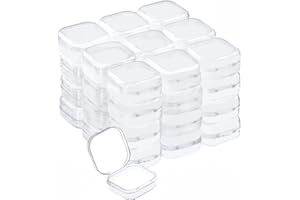 Abgream Plastic Beads Storage Containers - Mini Clear Square Box Empty Case with Lid for Earplugs, Pills, Jewelry, Hardware or Any Other Small Craft Gadgets (40 Pieces 1.37 x 1.37 x 0.7 Inches)