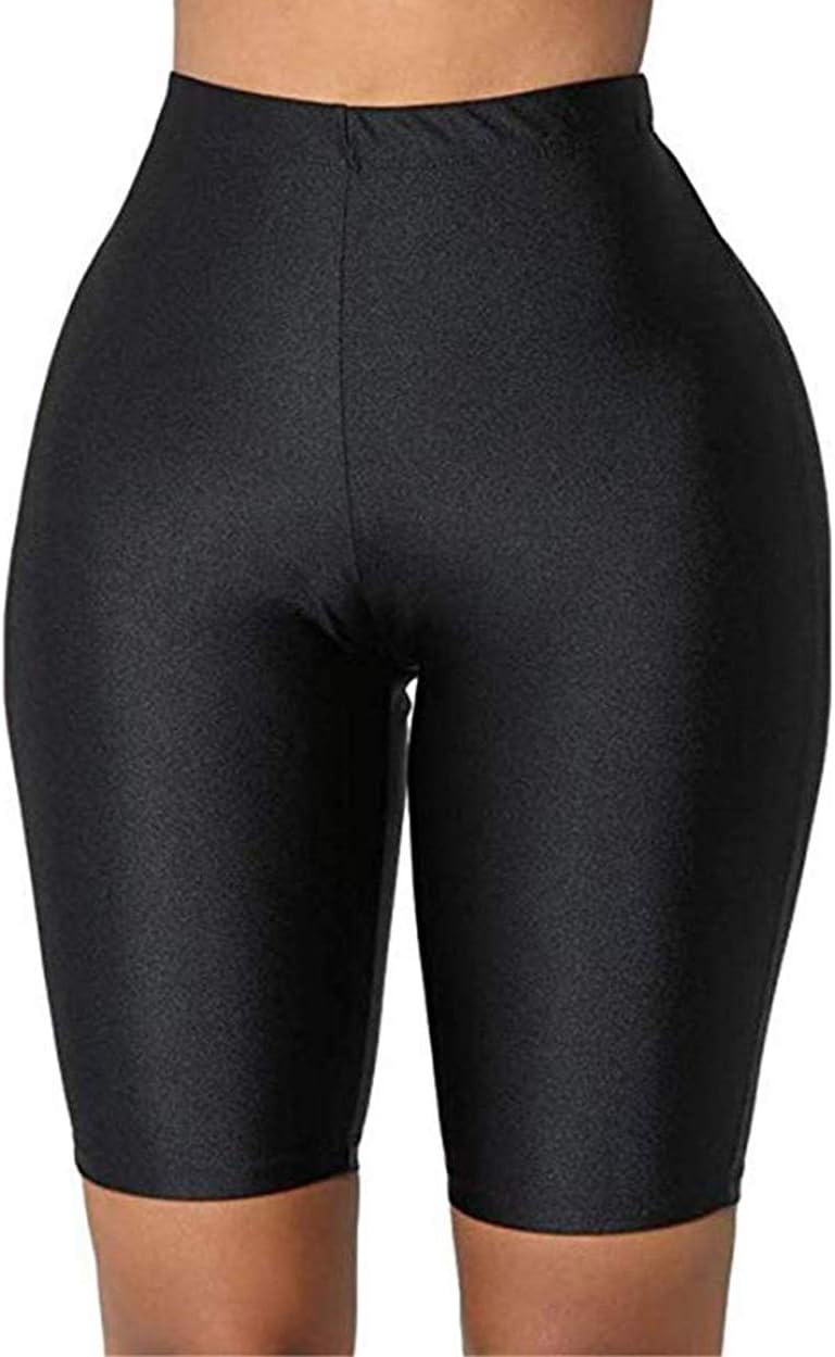 Women High Waist Stretch Biker Active Sports Running Gym Yoga Workout Knee Length Skinny Leggings Shorts