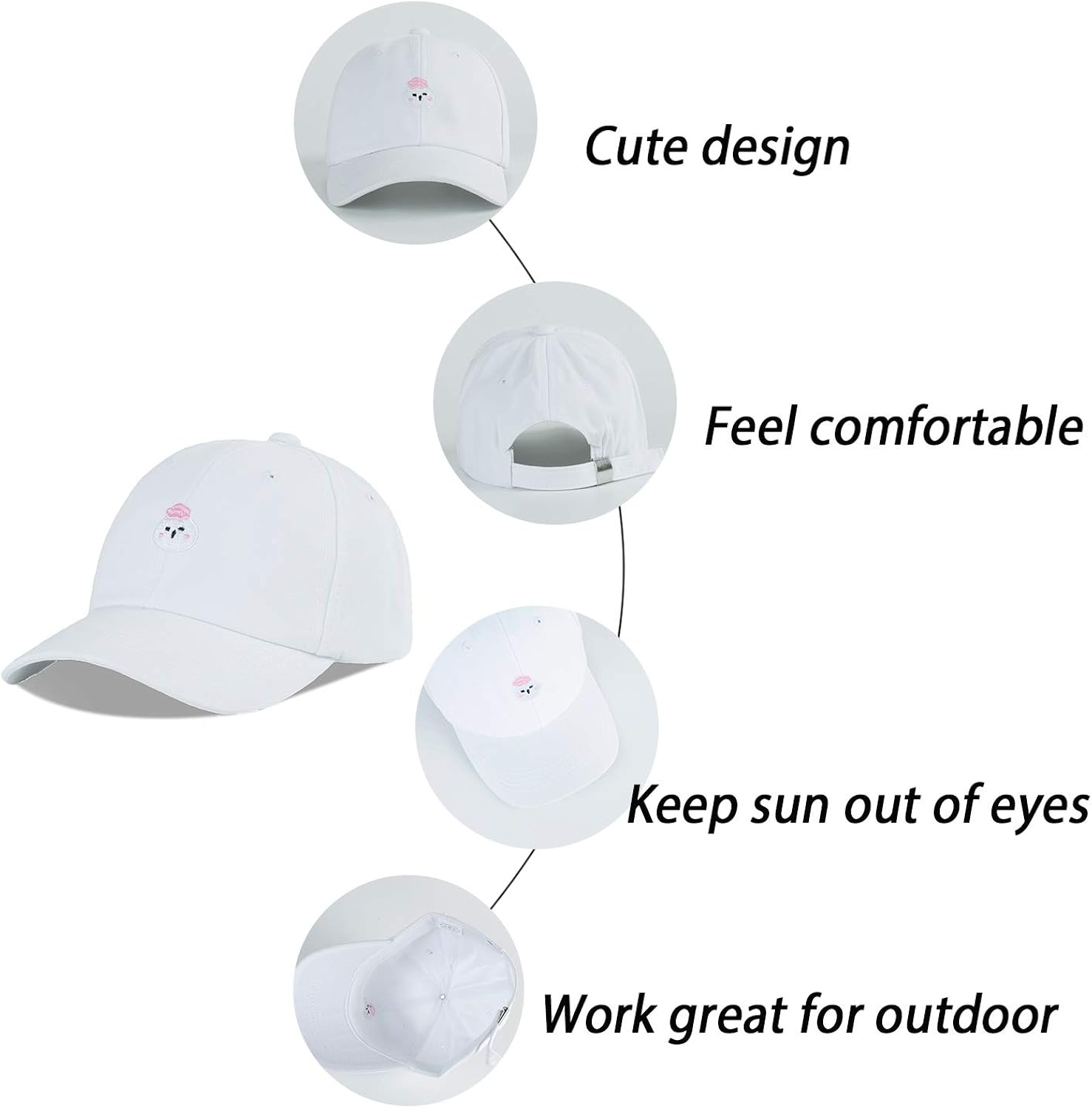 LANGZHEN 100% Cotton Sun Hat Cotton Baseball Cap Adsjutable Strapback Fit Girl Boys Child: Clothing