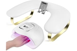 SZSJA Nail Arm Rest with Rotating Phone Holder, U-Shaped Arm Rest for Nails Tech, PU Leather Nail Tech Arm Rest, Hand Rest for Nails Tech, Manicure Hand Rests for Foot Hand Stand, White