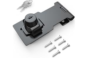 I-EASYDWW 3 Inch Keyed Hasp Lock for Cabinets & Small Doors, Twist Knob Design, Heavy Duty Zinc Alloy with Chrome-Plated Iron, Includes Keys & Screws, Black
