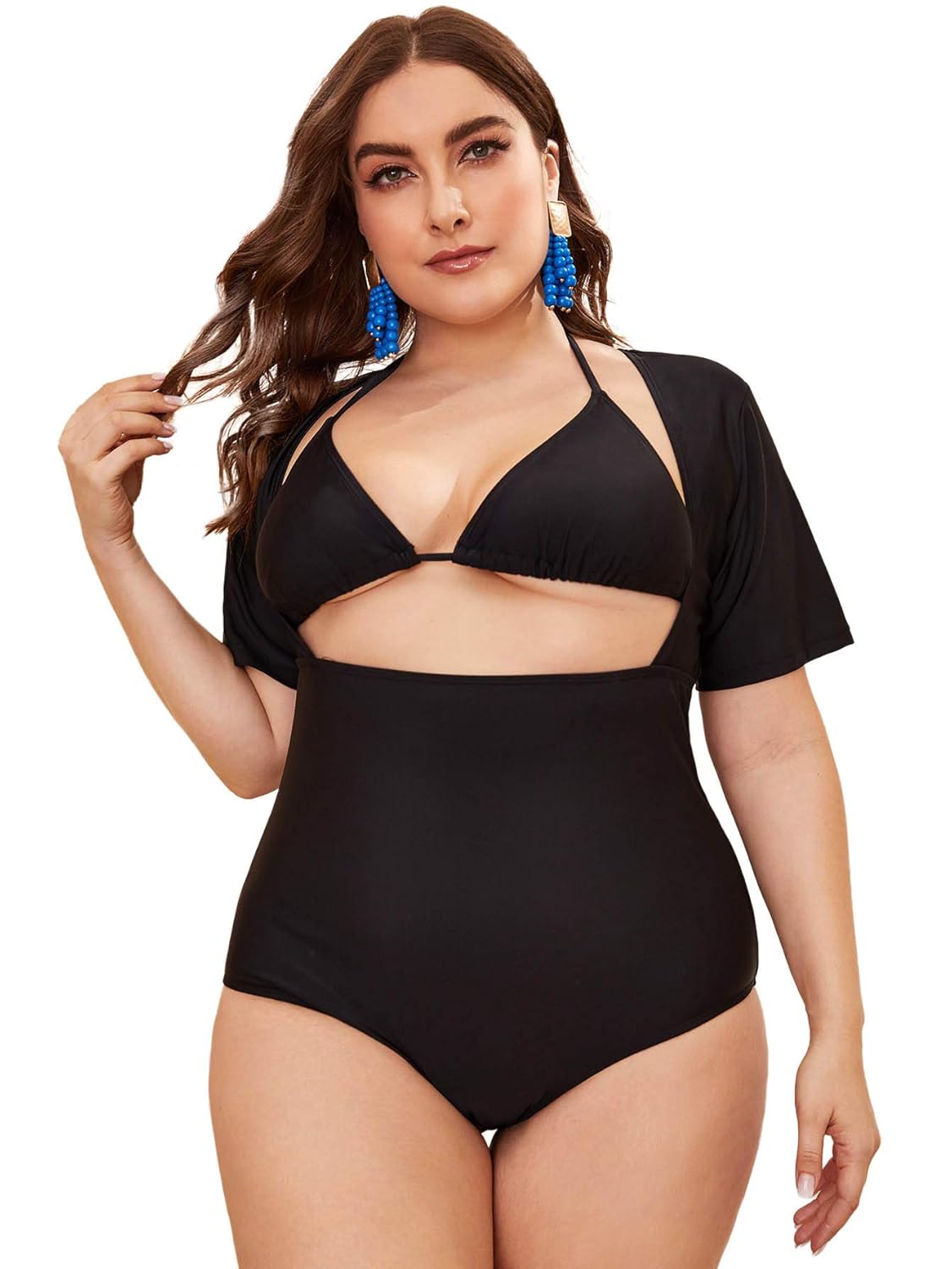 plus size bathing suits with short sleeves