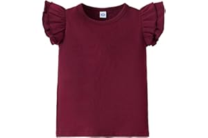 Magic Park 12M-7Y Baby Girl Blouse Toddler Ruffle T-Shirts Kids Girl Solid Color Tee Casual Tops for Girls