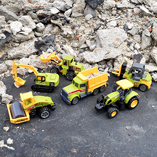 Jellydog Toy Construction Trucks , Construction Vehicles Set,Metal Die Cast Toy Set,Dumper,Bulldozers,Forklift,Tank Truck,Asphalt Car and Excavator 6 Set ,1 Farm Truck ,Toy for Kids - Thumbnail 3