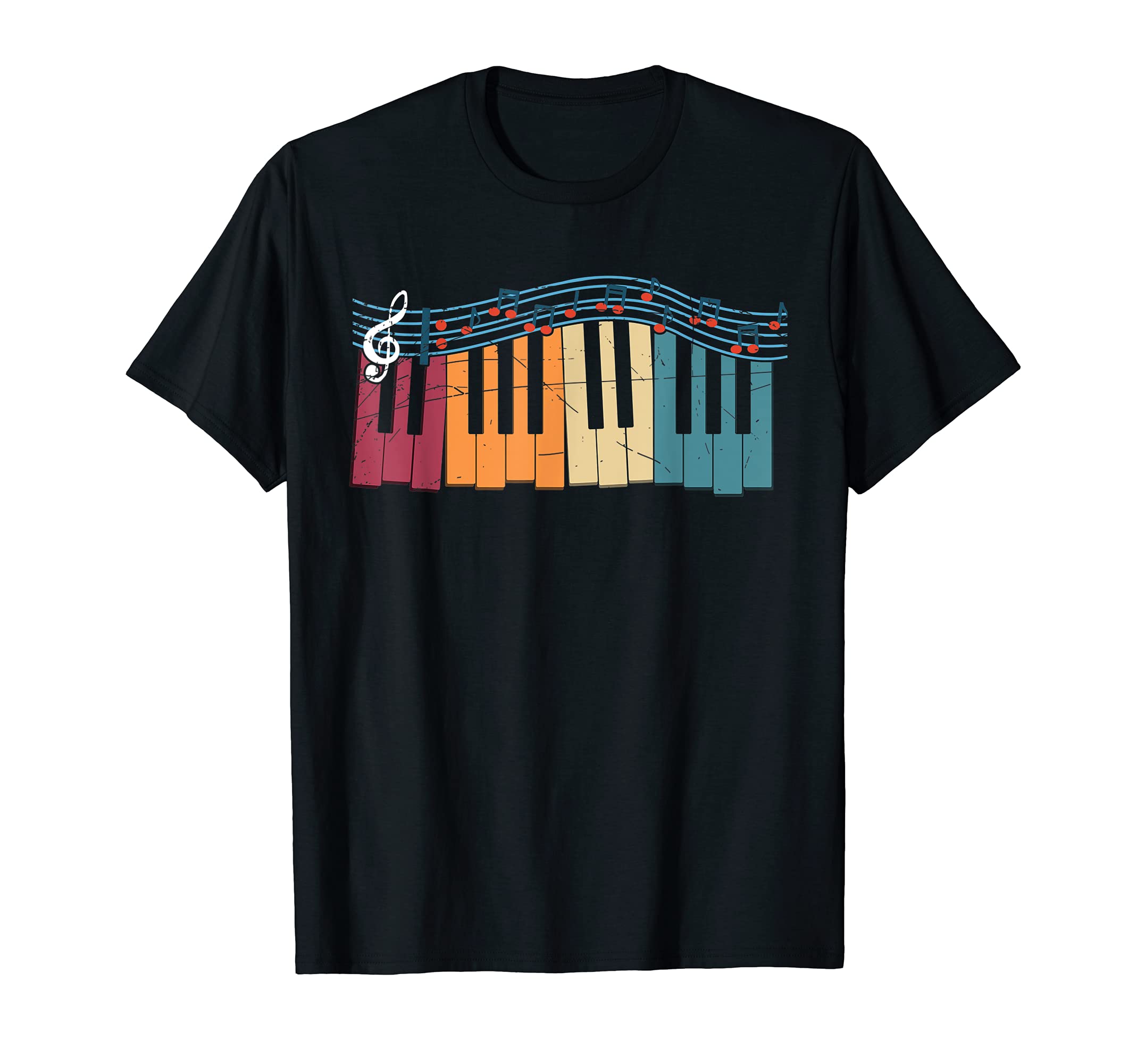Retro Classical Musician Treble Clef Pianist Keyboard Piano T-Shirt