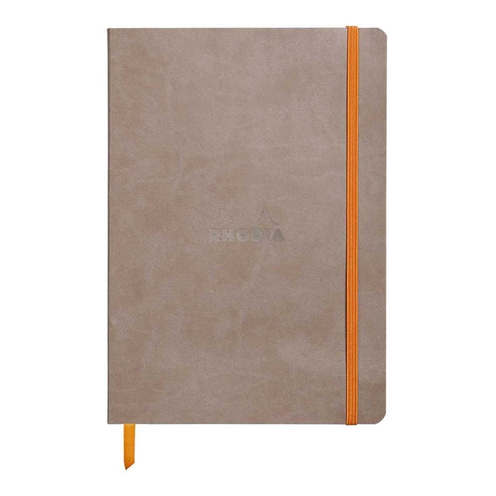 RHODIA 117454C - Taupe Soft Notebook - A5 - Dotted Dot - 160 pages - Clairefontaine Ivory Paper 90 g/m - Bookmark, Elastic Closure - Faux Leather Cover - Rhodiarama Collection