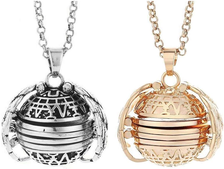 Cherislpy 2PCS Expanding Photo Pendant Necklace 4 Photos Locket Necklace Vintage Bronze Tone Angel Wing Pendant Jewelry for Women Girls (Rose Gold+Bronze)