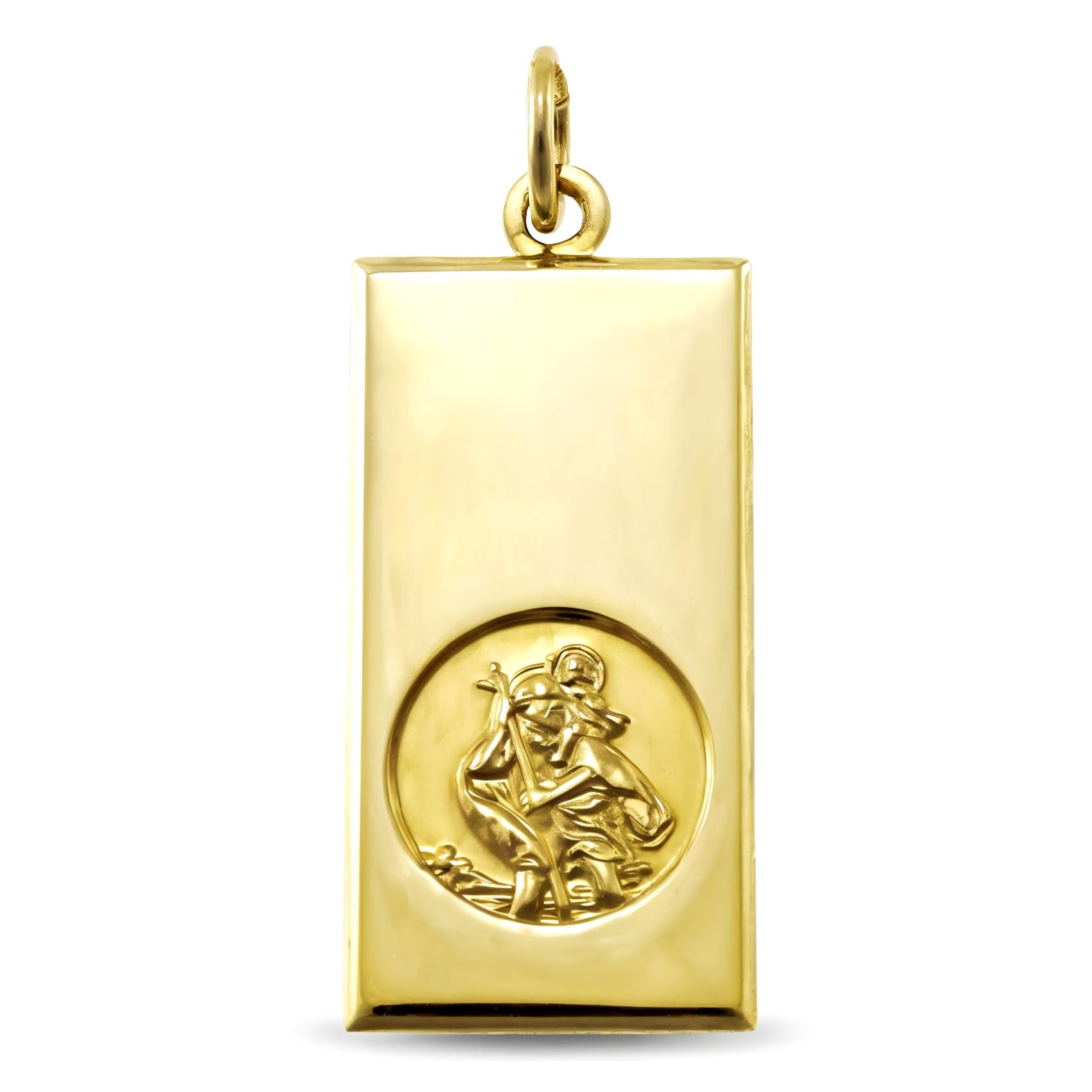 Alexander Castle Solid 9ct Gold St Christopher Pendant Medal for Women Men Boys Girls - 30mm x 16mm - PENDANT ONLY with Jewellery Gift Box